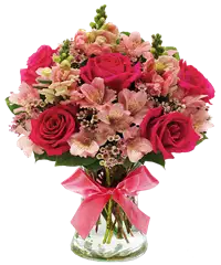 Bouquet di rose rosa carico